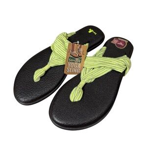 Sanuk Women's Size 10 Yoga Mat Sling 2 Yellow Stripe Flip Flops Sandals SWS10001